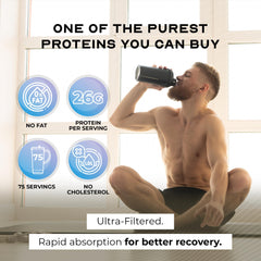 Muscle Feast whey isolate creamy texture demonstrates effortless blending for smooth shakes