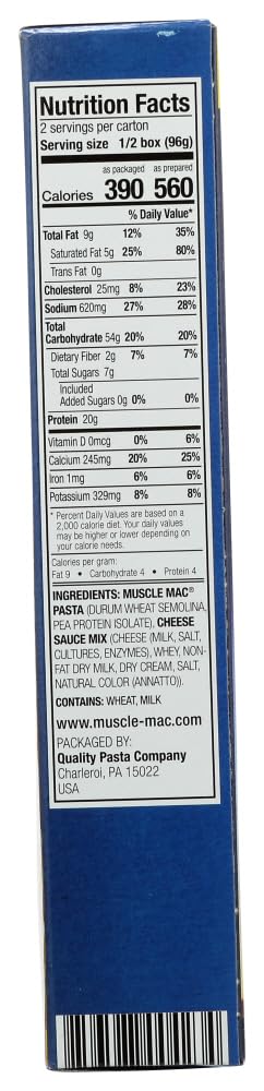 Muscle Mac two-pack on shelf for quick protein-forward meals