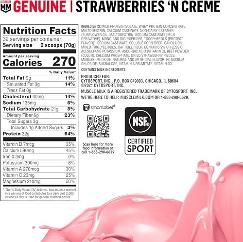 Muscle Milk Genuine Protein Powder poured into a shaker for an on-the-go breakfast.