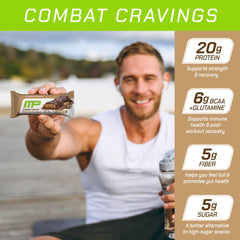 Cross-section of MusclePharm Combat Ready bar reveals protein-rich interior