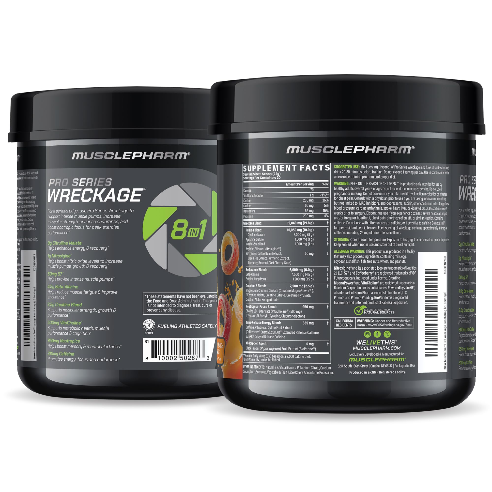 Muscle Pharm Pro Series WRECKAGE scoop near stopwatch for training-ready energy