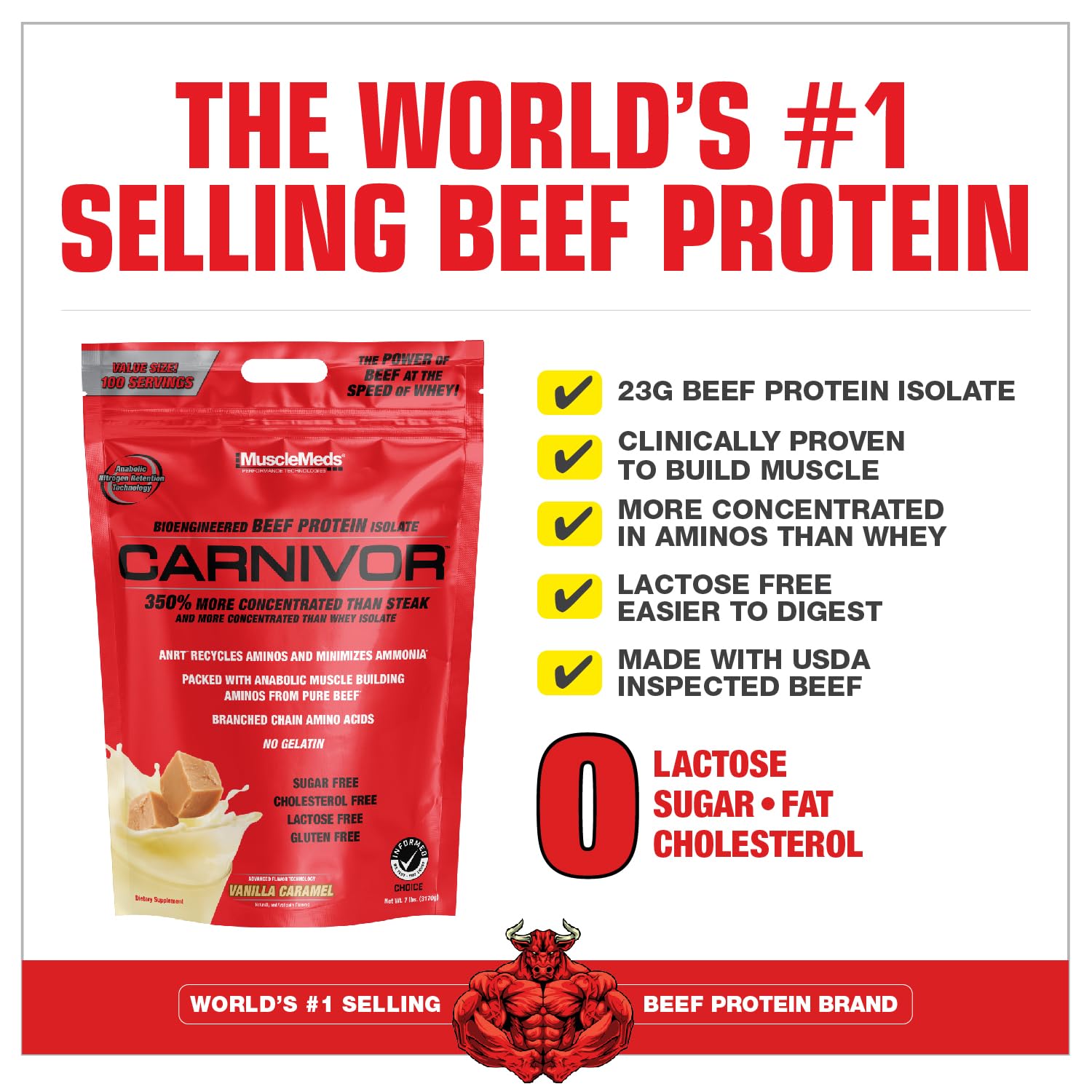 Powder pours from Carnivor container for easy high-protein mixing.