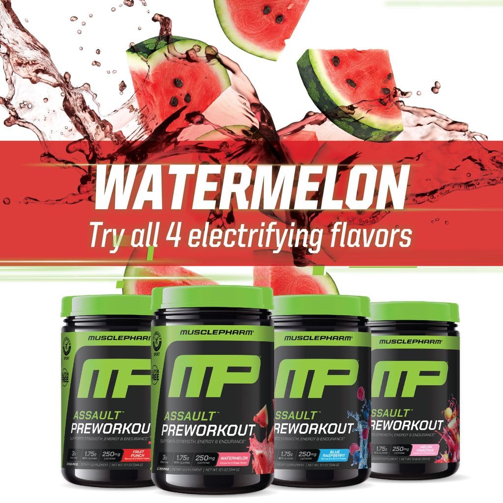 Athlete preparing to train with MusclePharm Assault pre-workout.