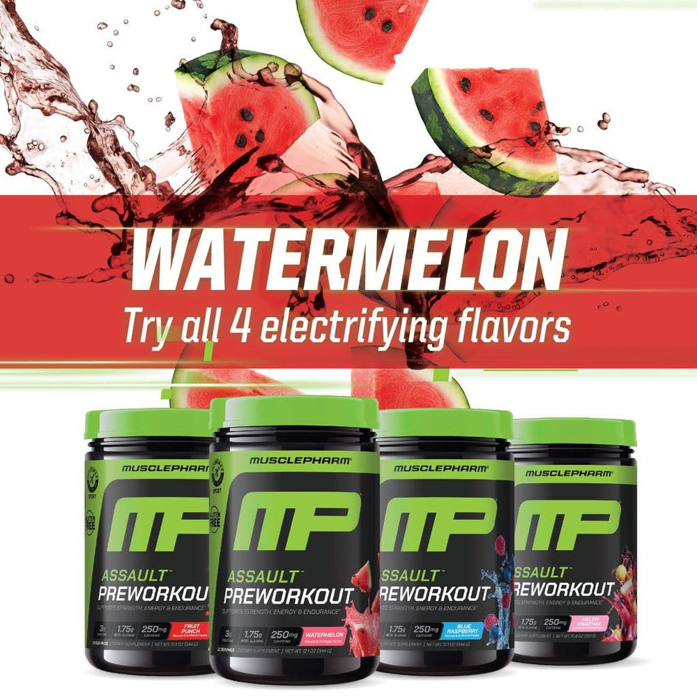 Athlete preparing to train with MusclePharm Assault pre-workout.