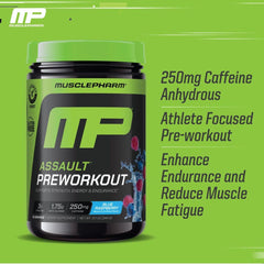 MusclePharm Assault caffeine content highlighted for intense sessions