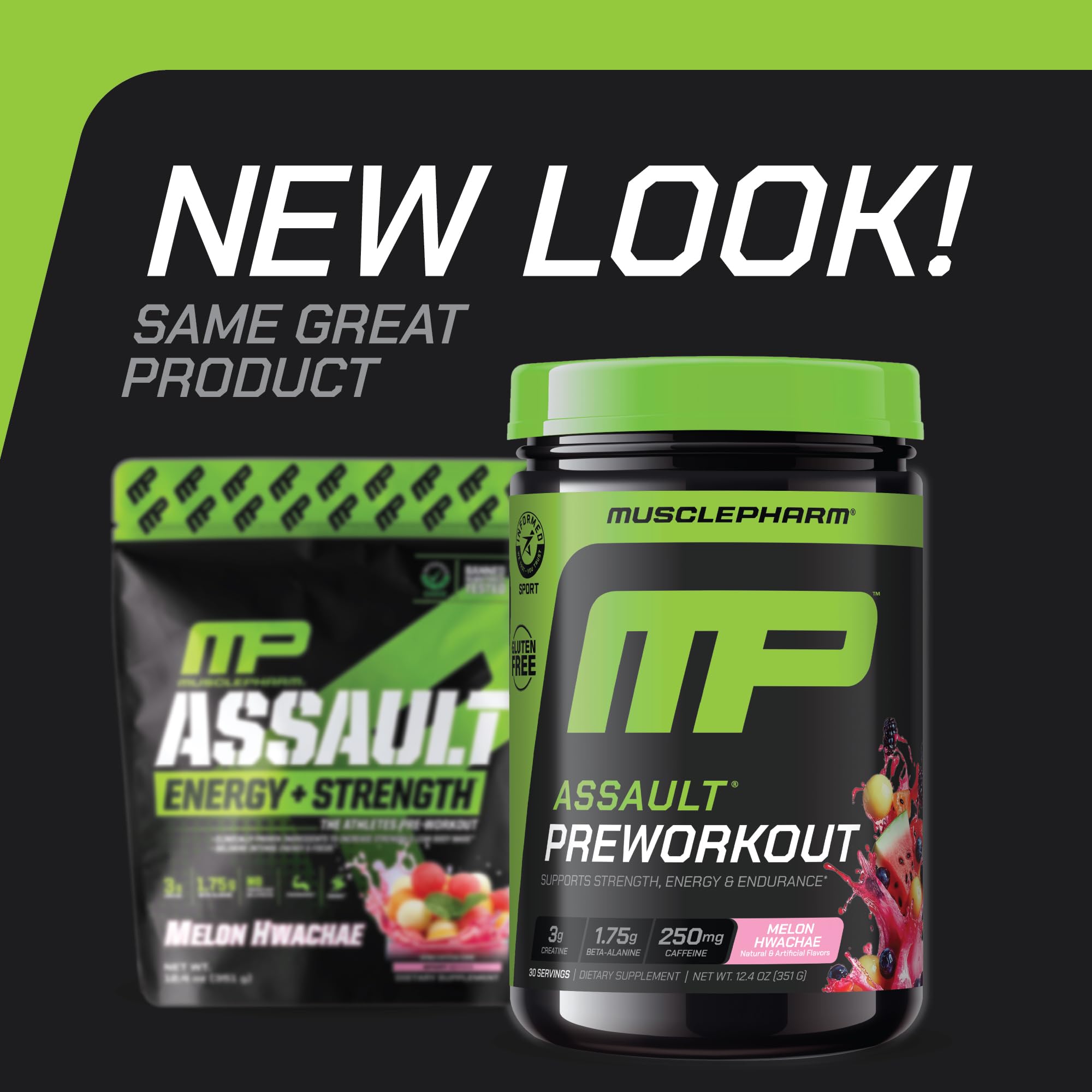 MusclePharm Assault Hwachae Melon glass offering a refreshing pre-workout flavor.