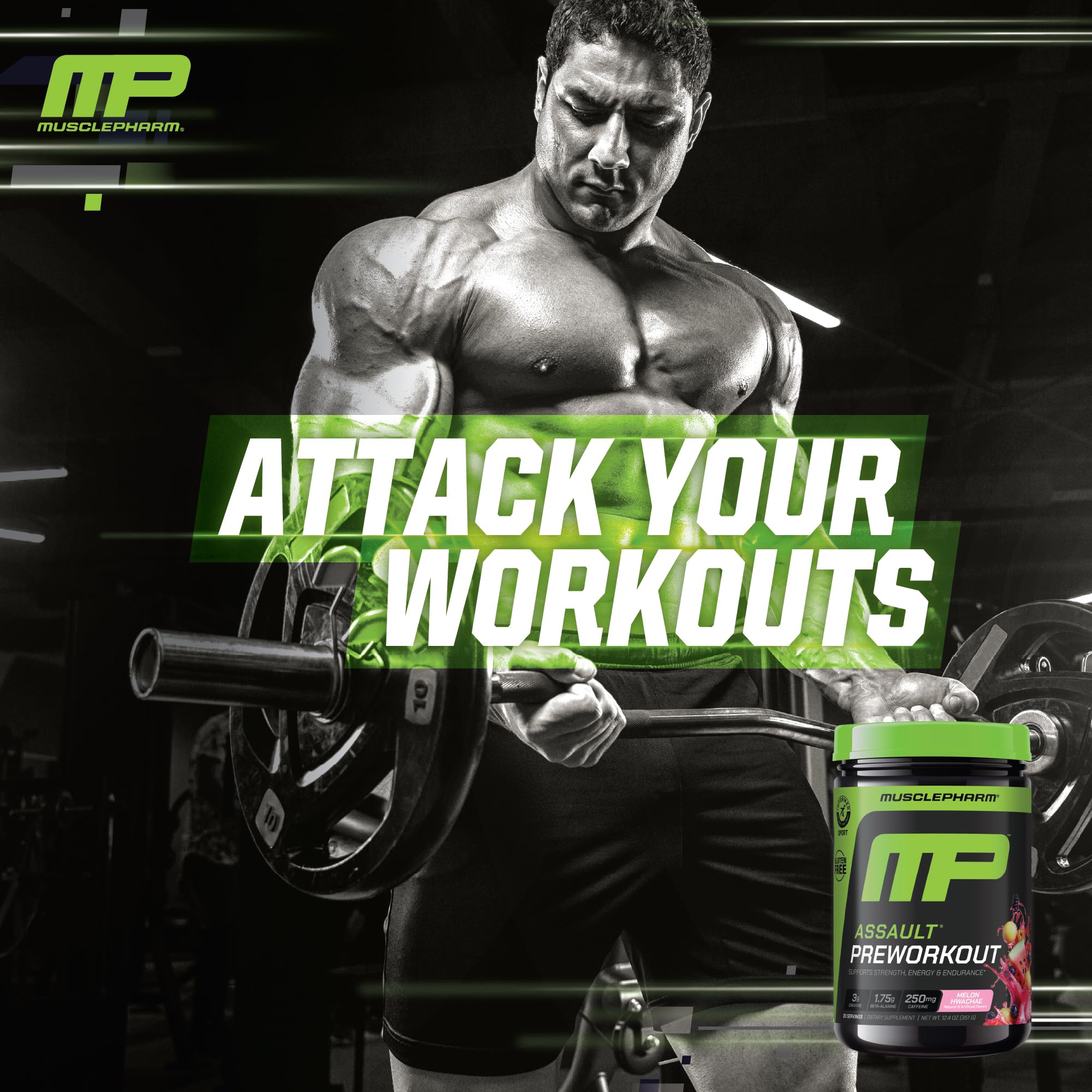 Shaker cup with MusclePharm Assault ready to mix for training.