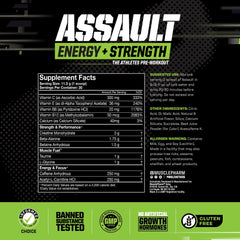 MusclePharm Assault Watermelon pre-workout mix in a glass for refreshment.