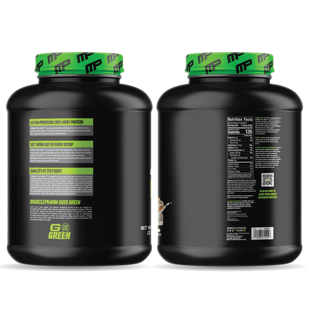 MusclePharm Combat 100% Whey Cookies N Cream flavor image.