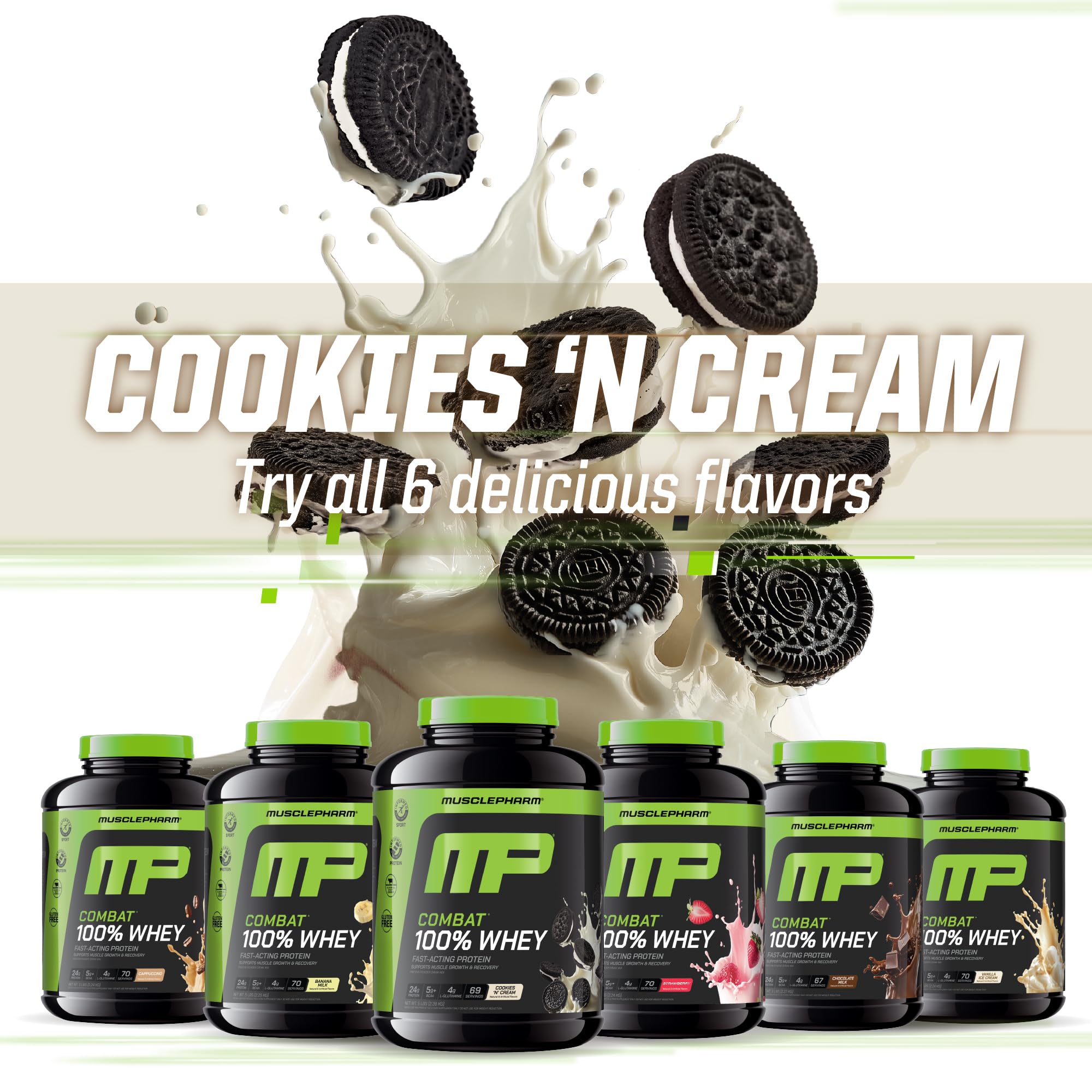 MusclePharm Combat 100% Whey 69 servings per tub.