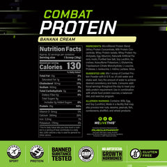 MusclePharm Combat Protein Pour reveals a smooth Banana Cream shake preparation