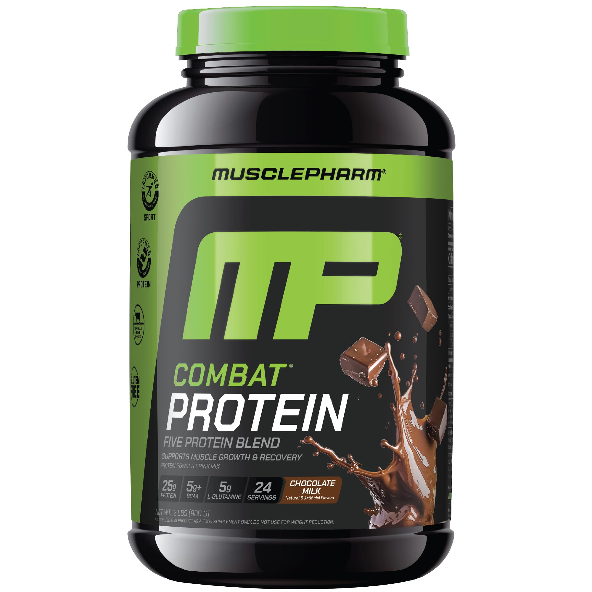MusclePharm Combat Protein Powder front view bottle for workouts and performance.