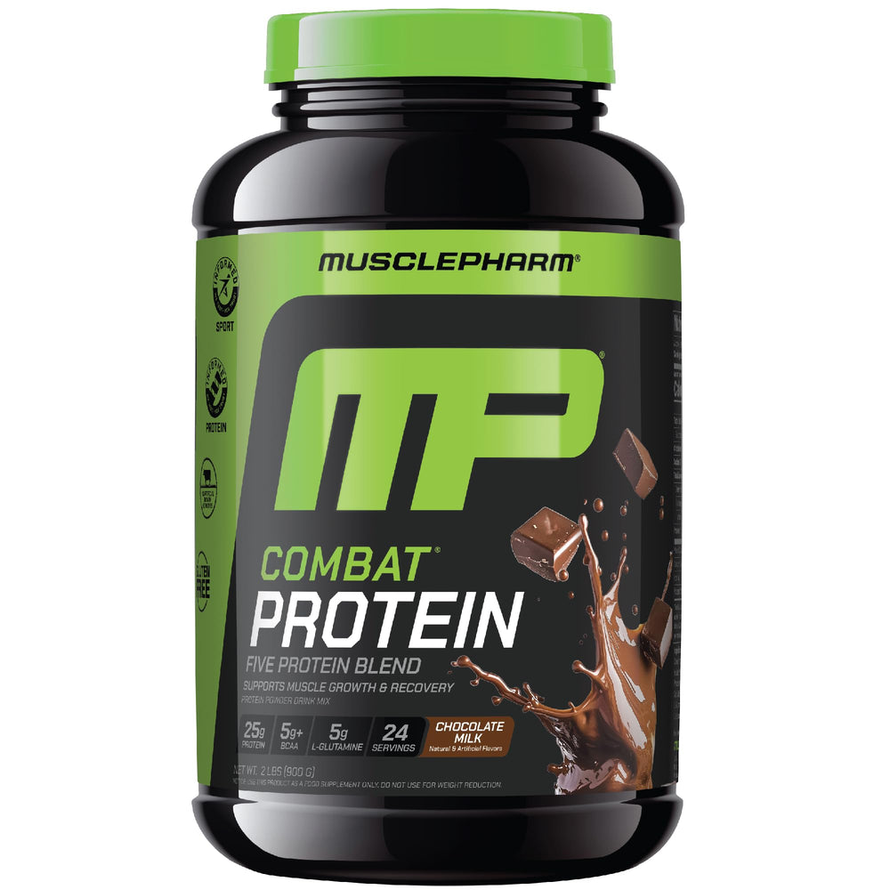 MusclePharm Combat Protein Powder front view bottle for workouts and performance.