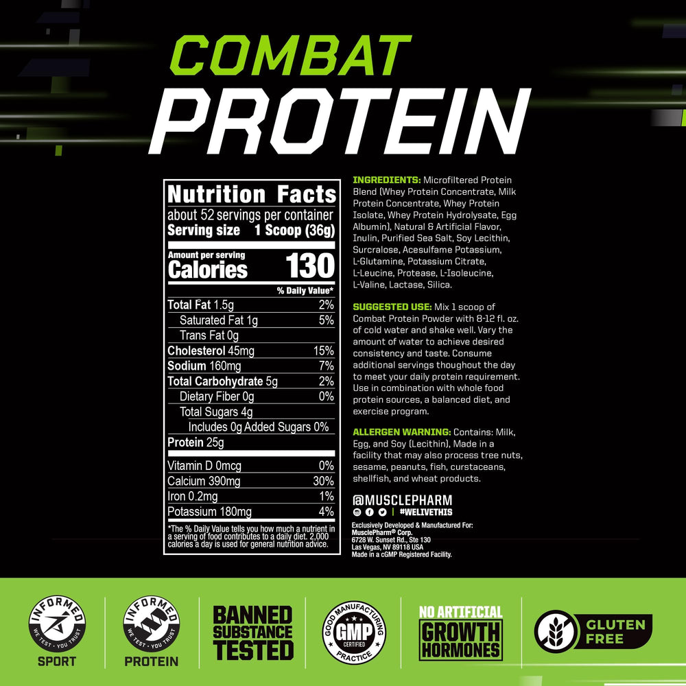 MusclePharm Combat Horchata shaker ready for quick-mix nutrition.