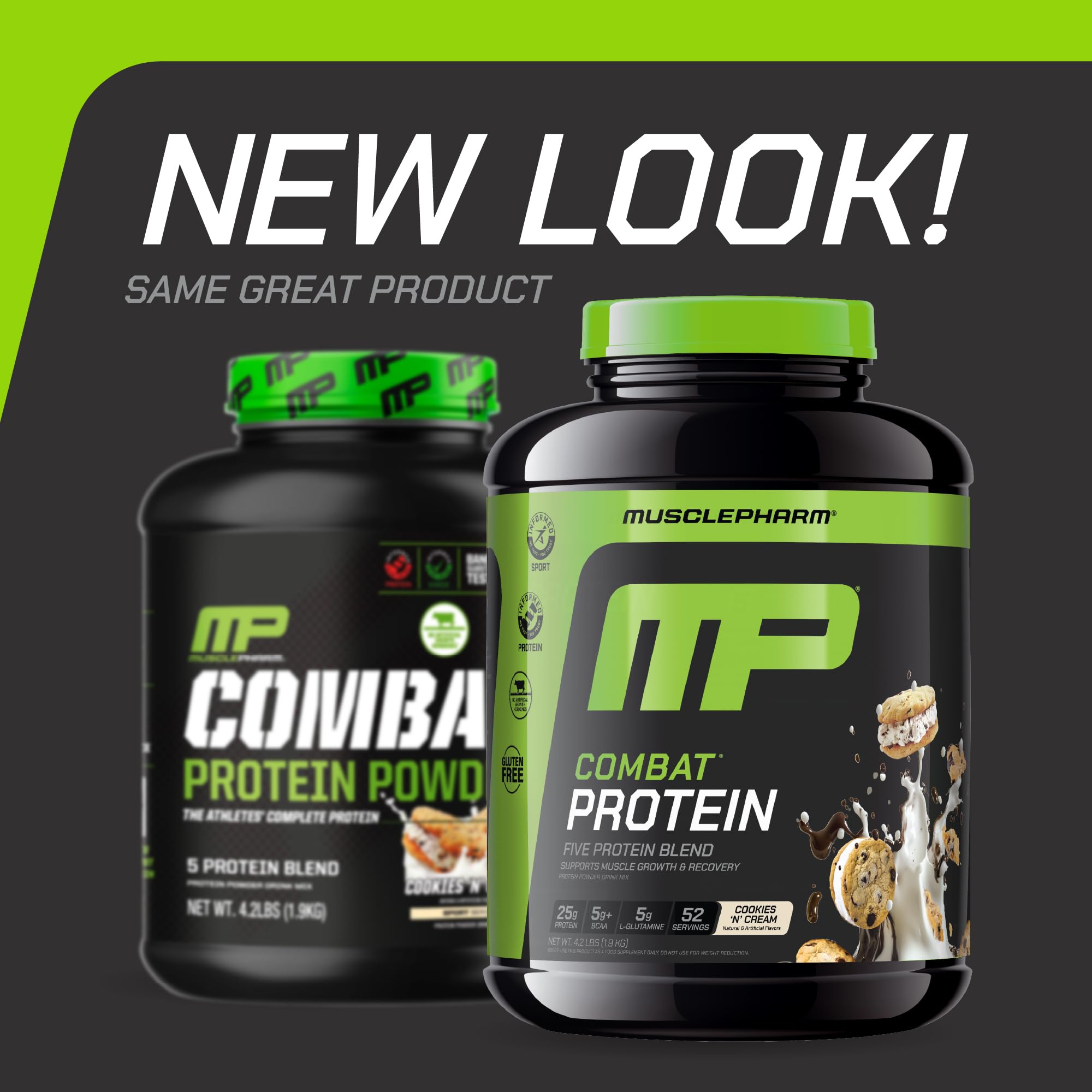 Nutrition panel highlights 25 g protein per serving for muscle support.