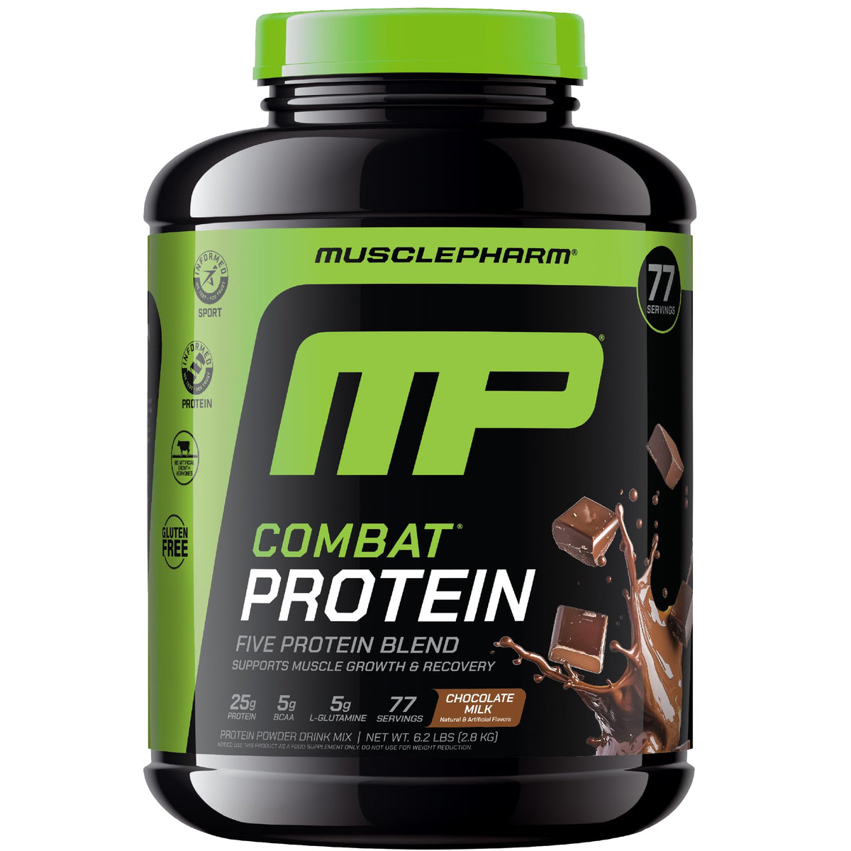 MusclePharm Combat Protein Powder chocolate jar ready to mix post-workout