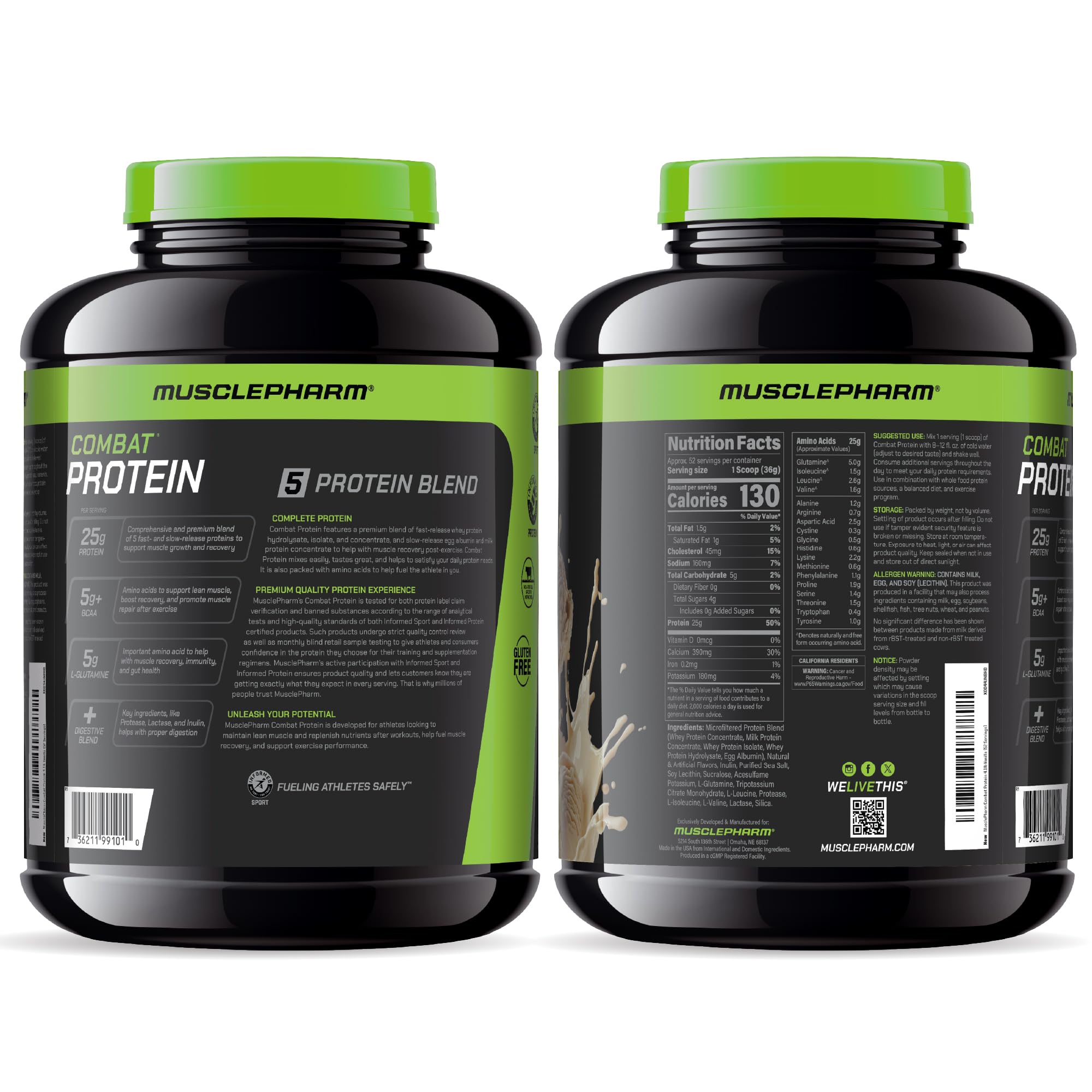Vanilla MusclePharm Combat shake prepared for training sessions