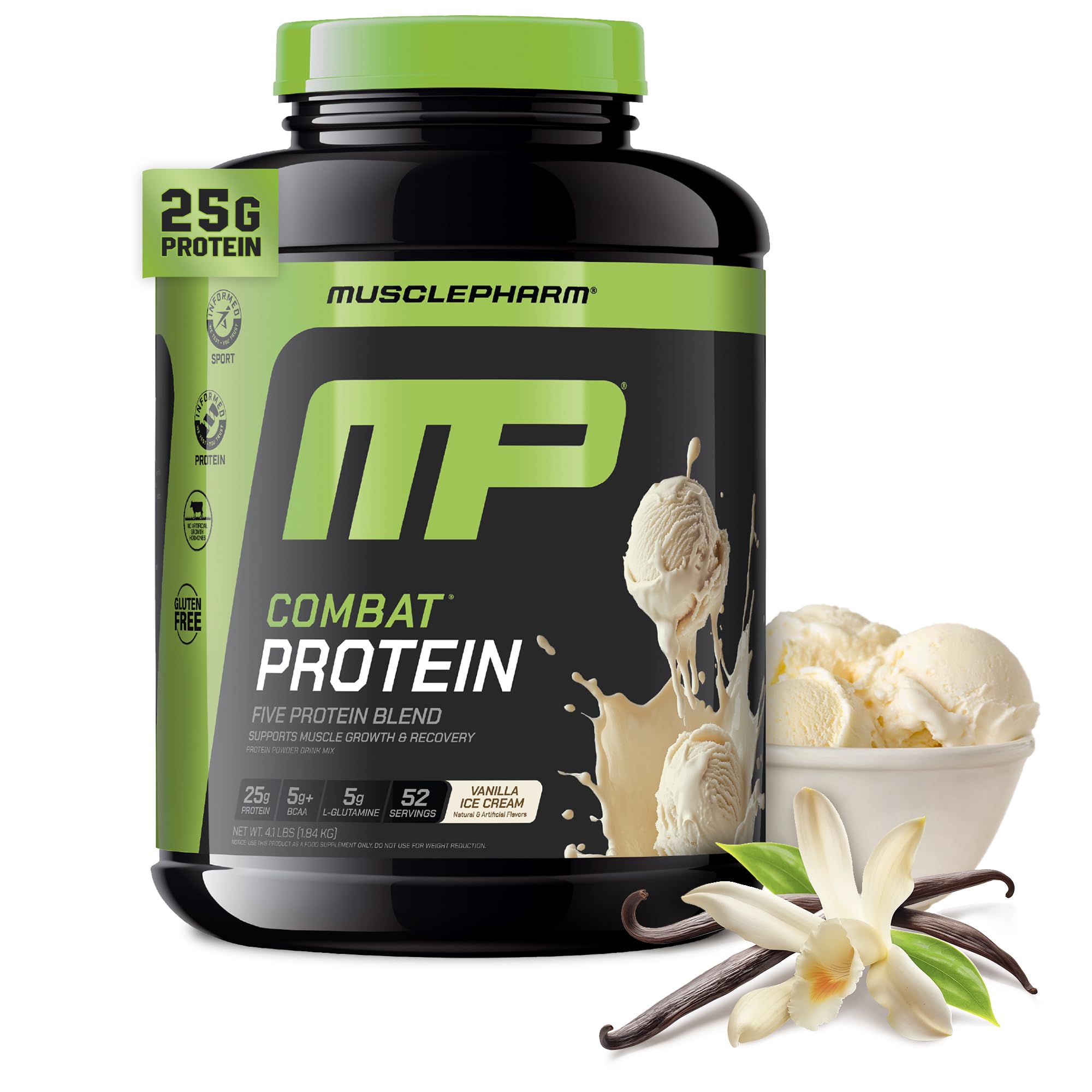 MusclePharm Combat Vanilla powder tub for daily fueling and recovery