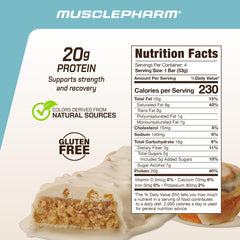 MusclePharm Combat Ready Cinnamon Roll bars on display for quick protein.