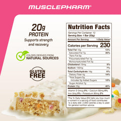 MusclePharm Combat Ready bar confetti-cake wrapped, tasty high-protein workout snack on-the-go.