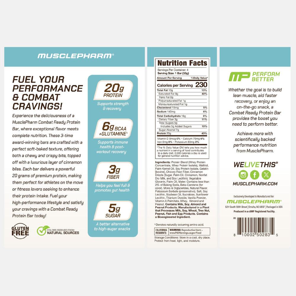 MusclePharm Combat Ready Bar ready for post workout fueling.