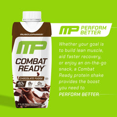MusclePharm Combat Ready label close-up emphasizes 40g protein.
