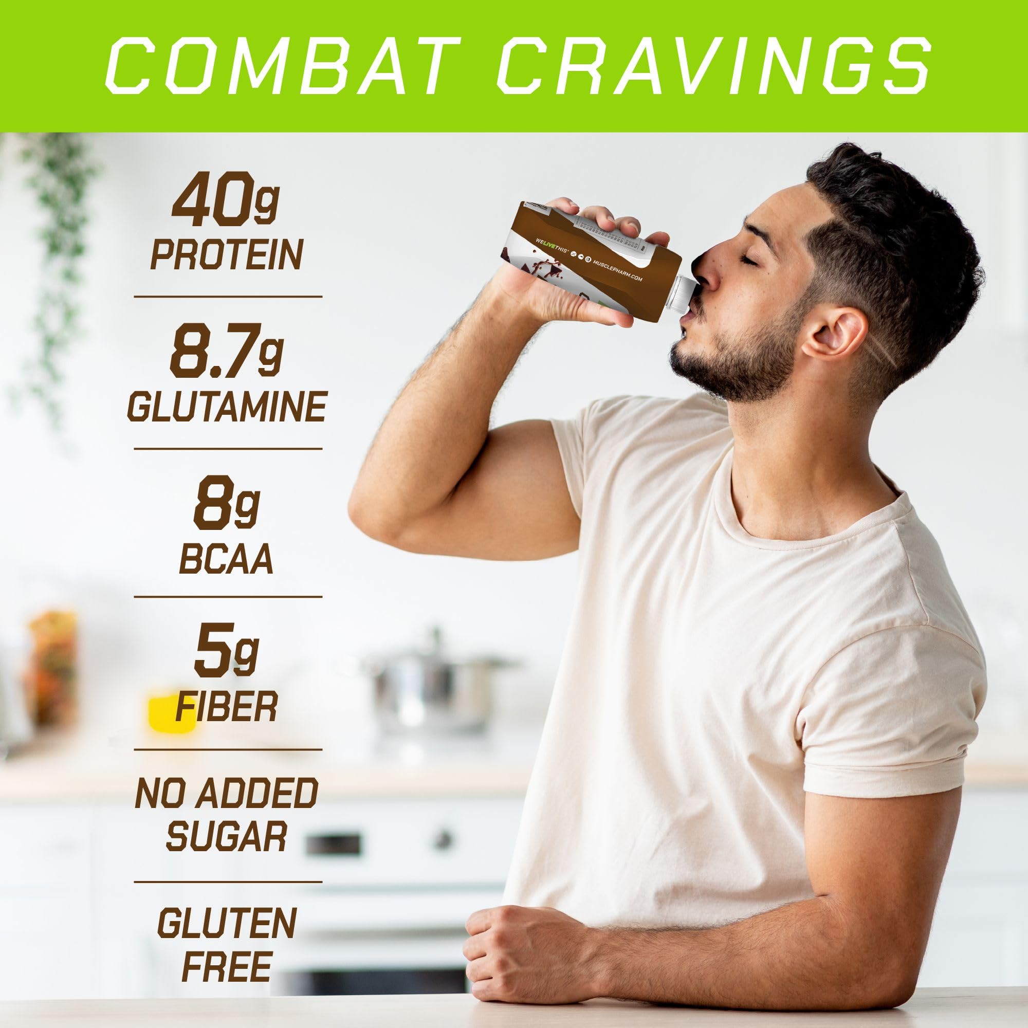 MusclePharm Combat Ready 12-pack display highlights on-the-go nutrition.