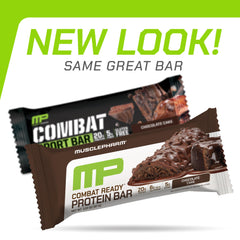 MusclePharm Combat Sport Bar nutrition facts panel highlighted, gluten-free high-protein choice.
