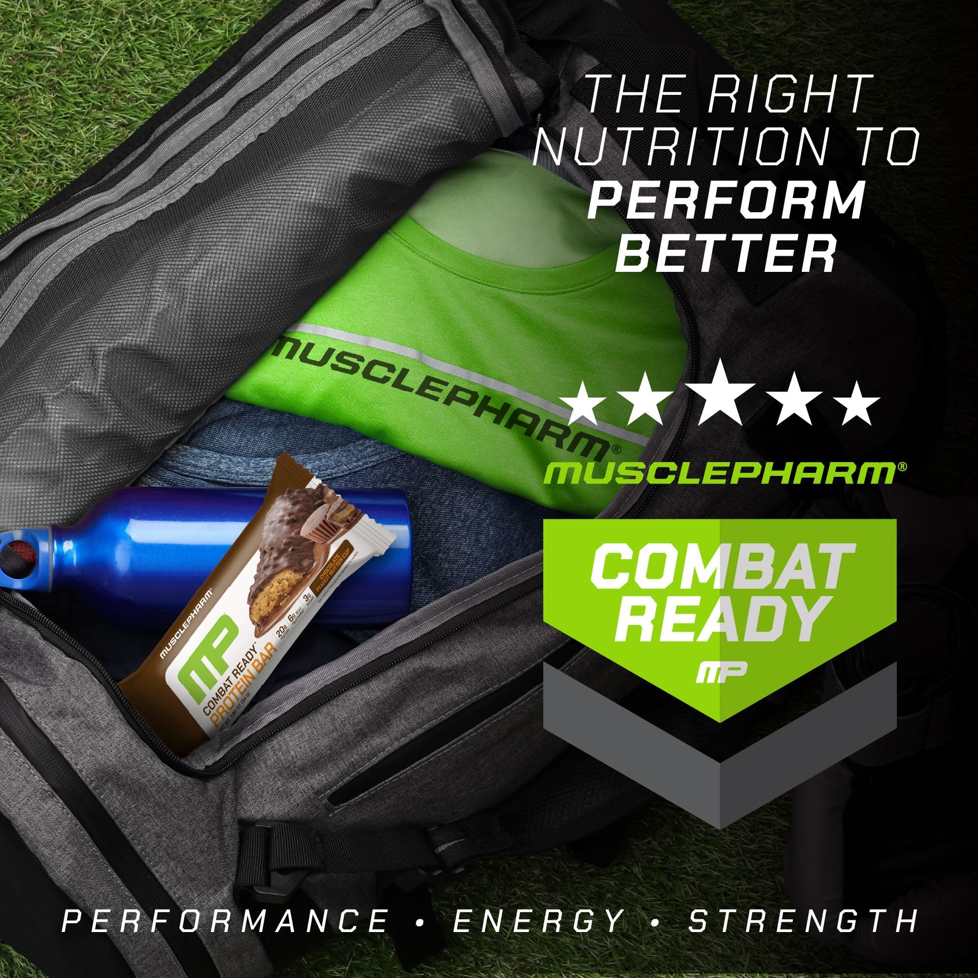 Nutrition facts panel for MusclePharm Combat Sport Bar with 20g protein and 240 calories