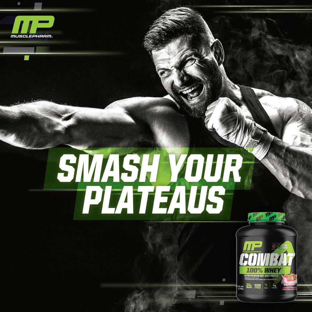 MusclePharm Combat Whey Strawberry Cream Informed-Choice logo ensures third-party testing