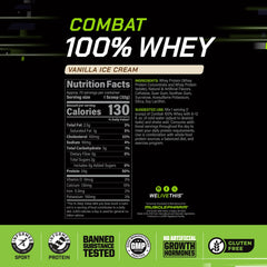 MusclePharm Combat Whey Vanilla serving scoop highlights easy dosing.