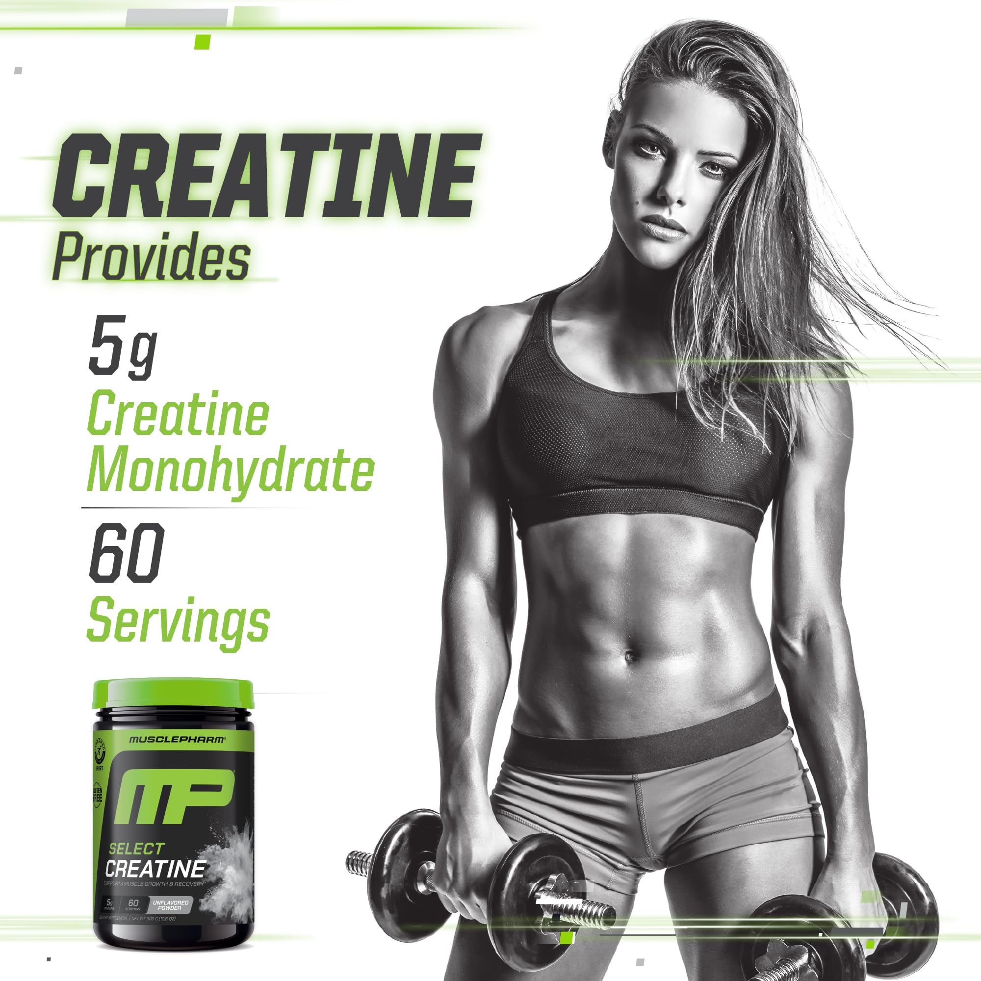 MusclePharm Creatine Monohydrate powder mixing with water ready for a workout.