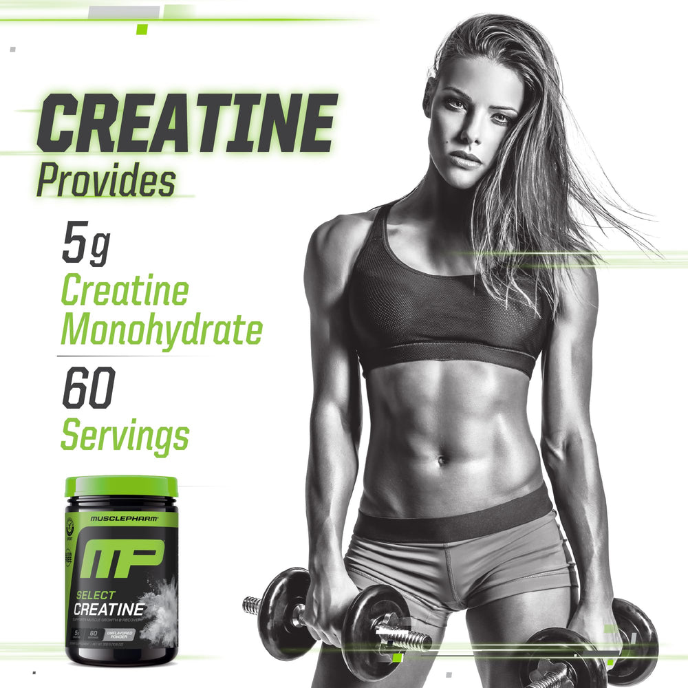 MusclePharm Creatine Monohydrate powder mixing with water ready for a workout.