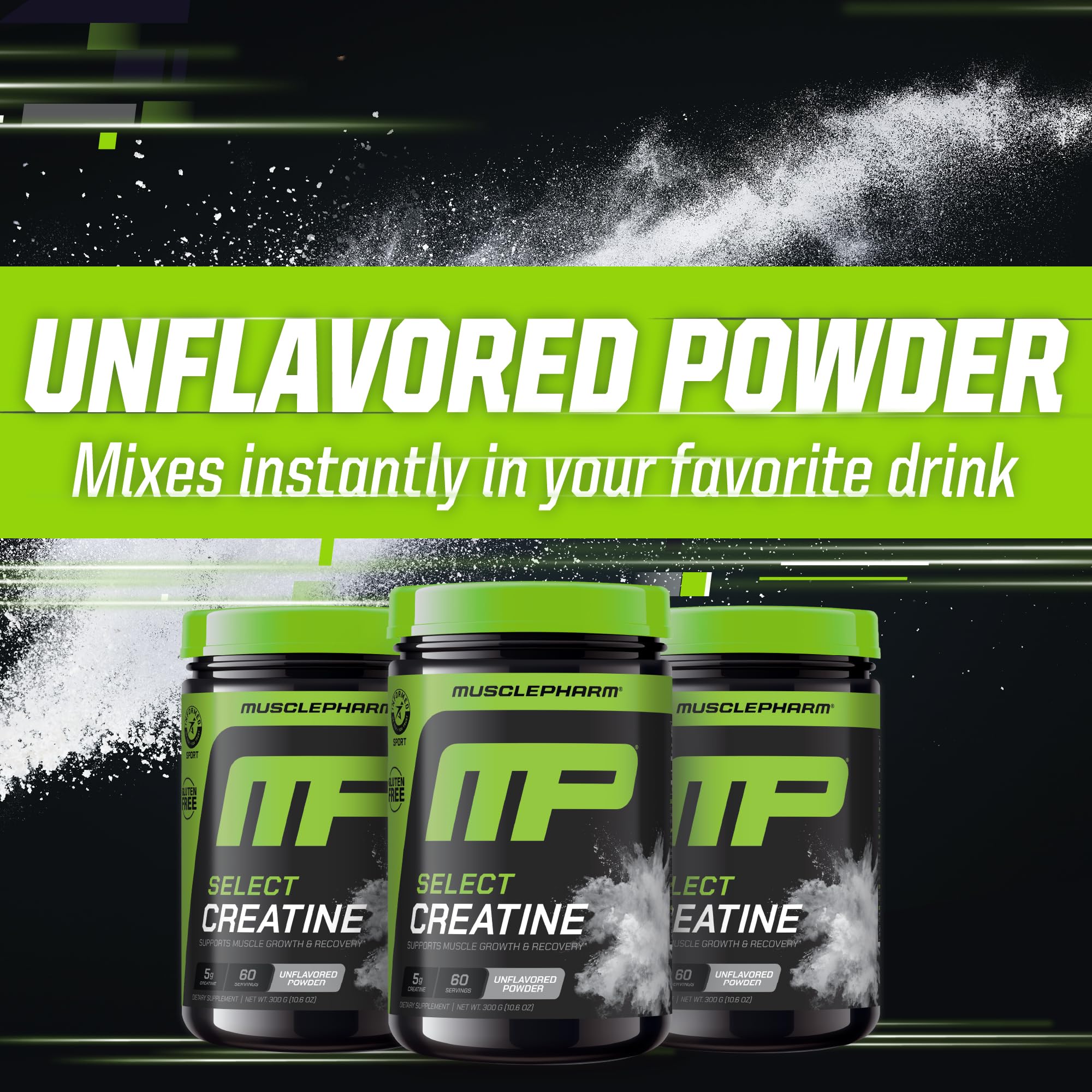 MusclePharm Creatine Monohydrate powder in pre-workout routine for strength support.