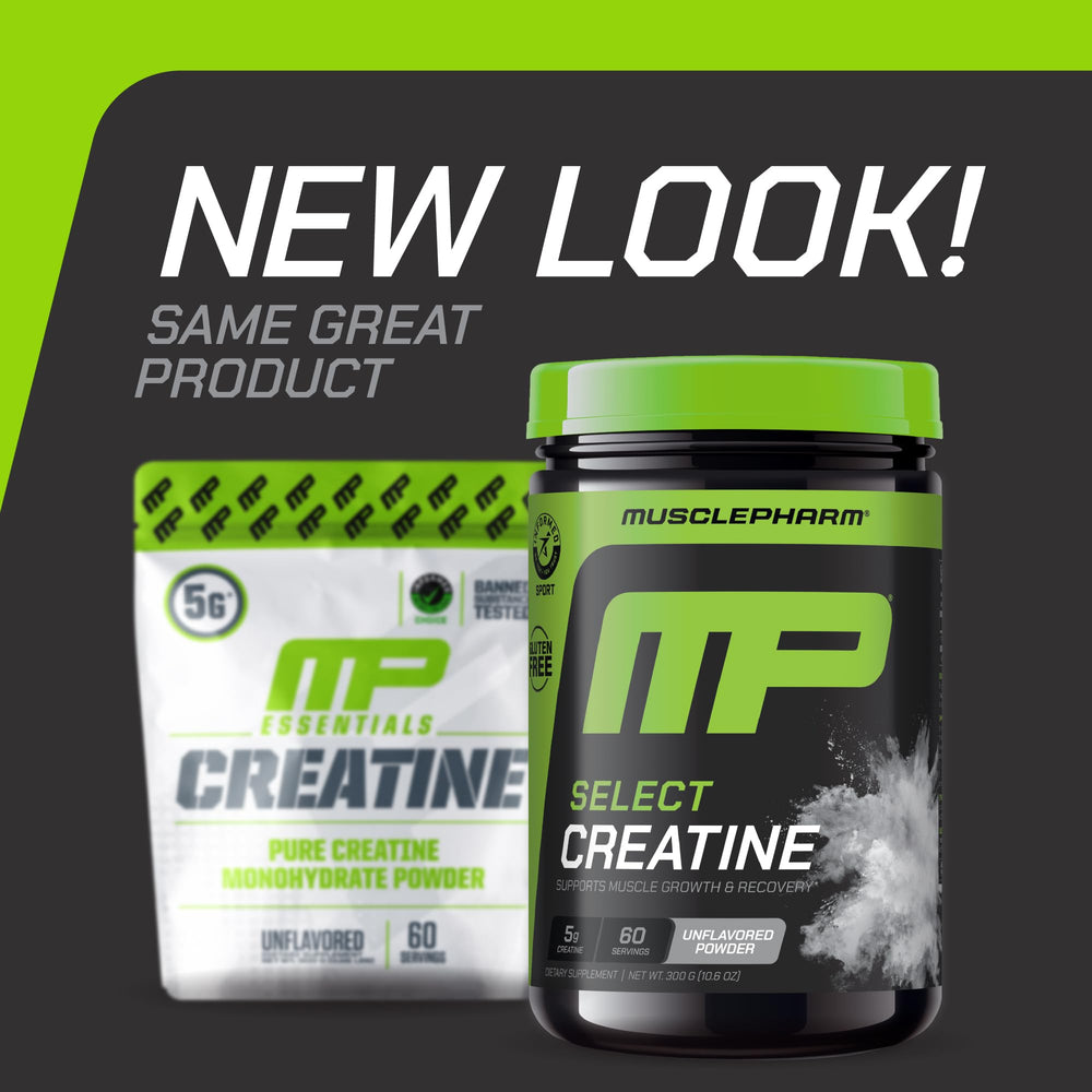 MusclePharm Creatine Monohydrate powder scoop showing five-gram servings.