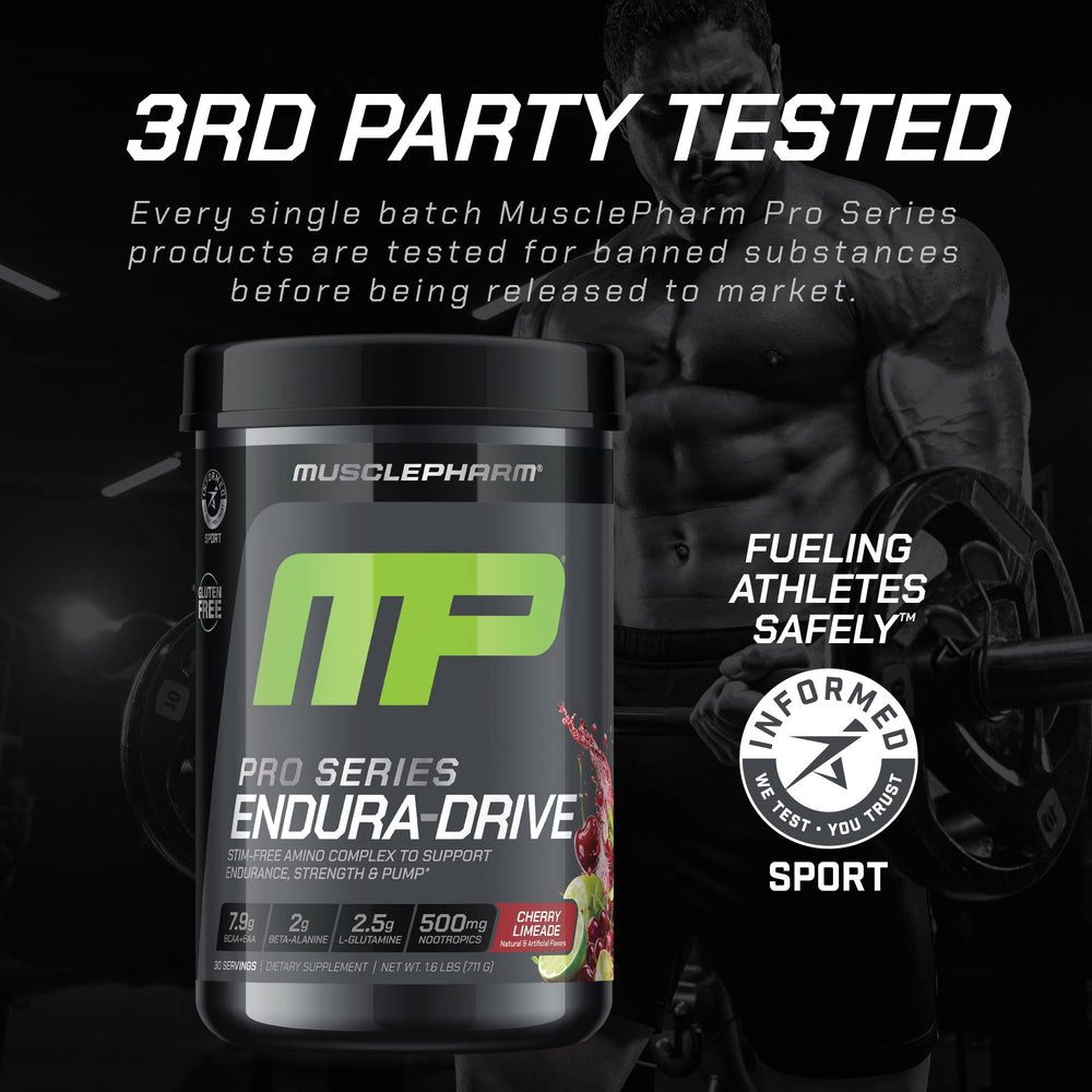 MusclePharm Endura-Drive athlete in motion demonstrates intra-workout endurance support.