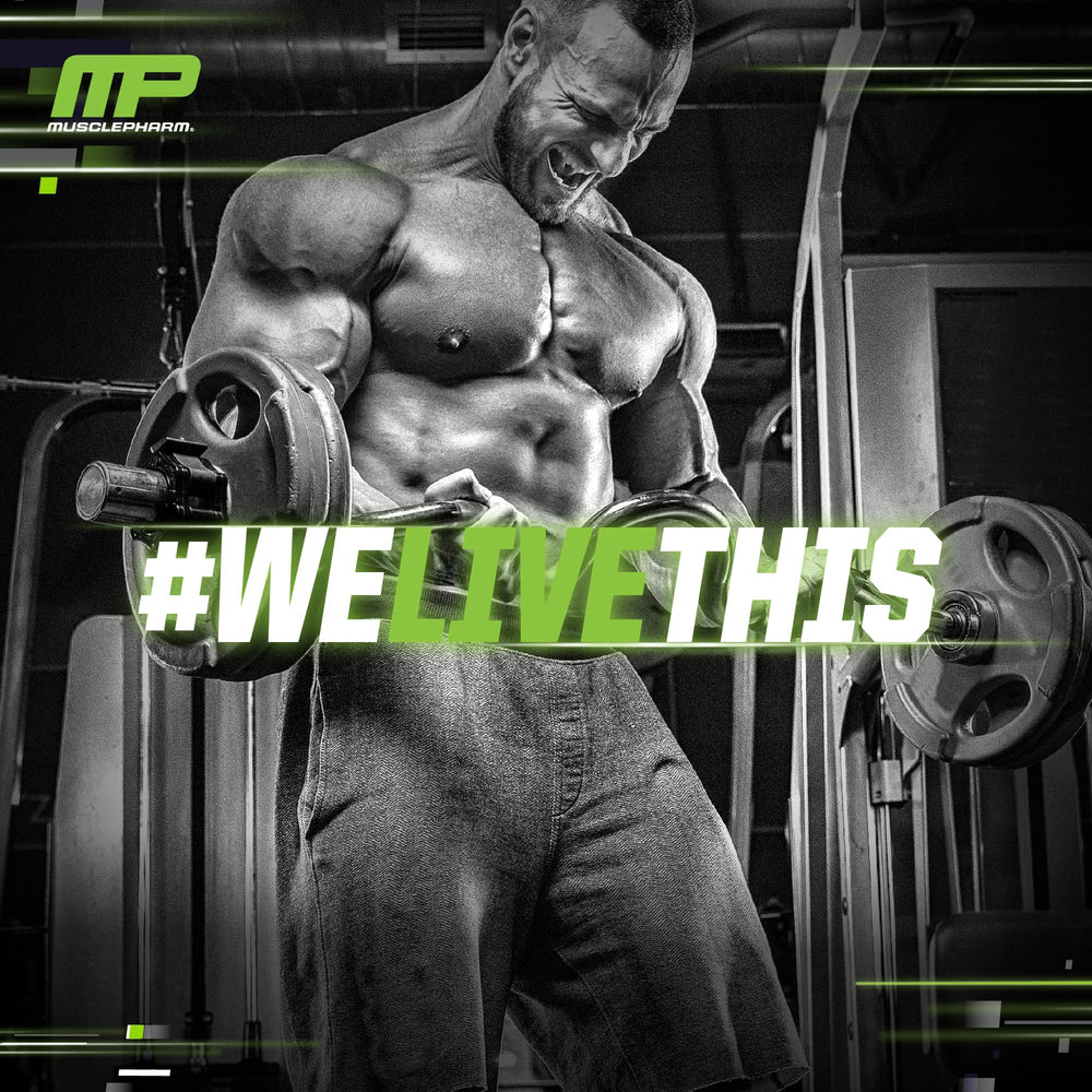 MusclePharm Essentials BCAA Powder label with fruit-punch color swatch