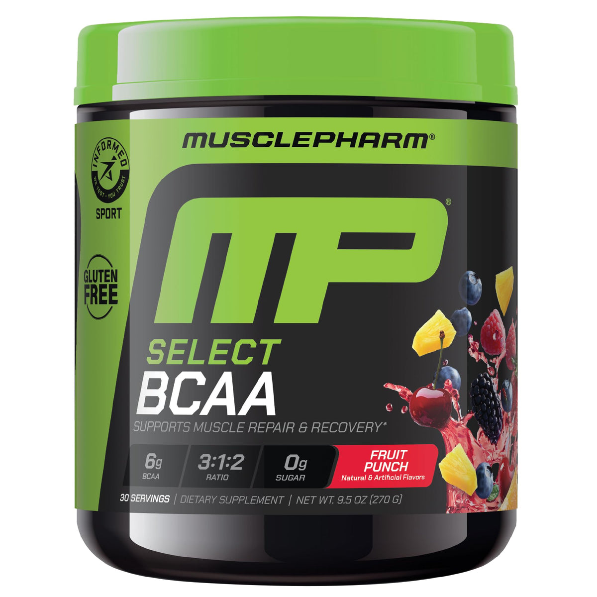 MusclePharm Essentials BCAA Powder scoop ready for mix, signaling fast recovery potential
