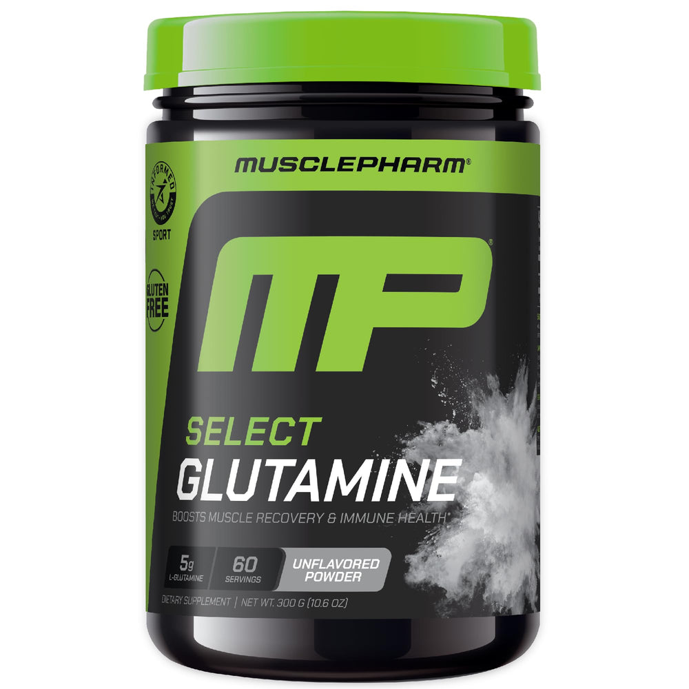 MusclePharm Glutamine powder 5g serving ready for post-workout recovery
