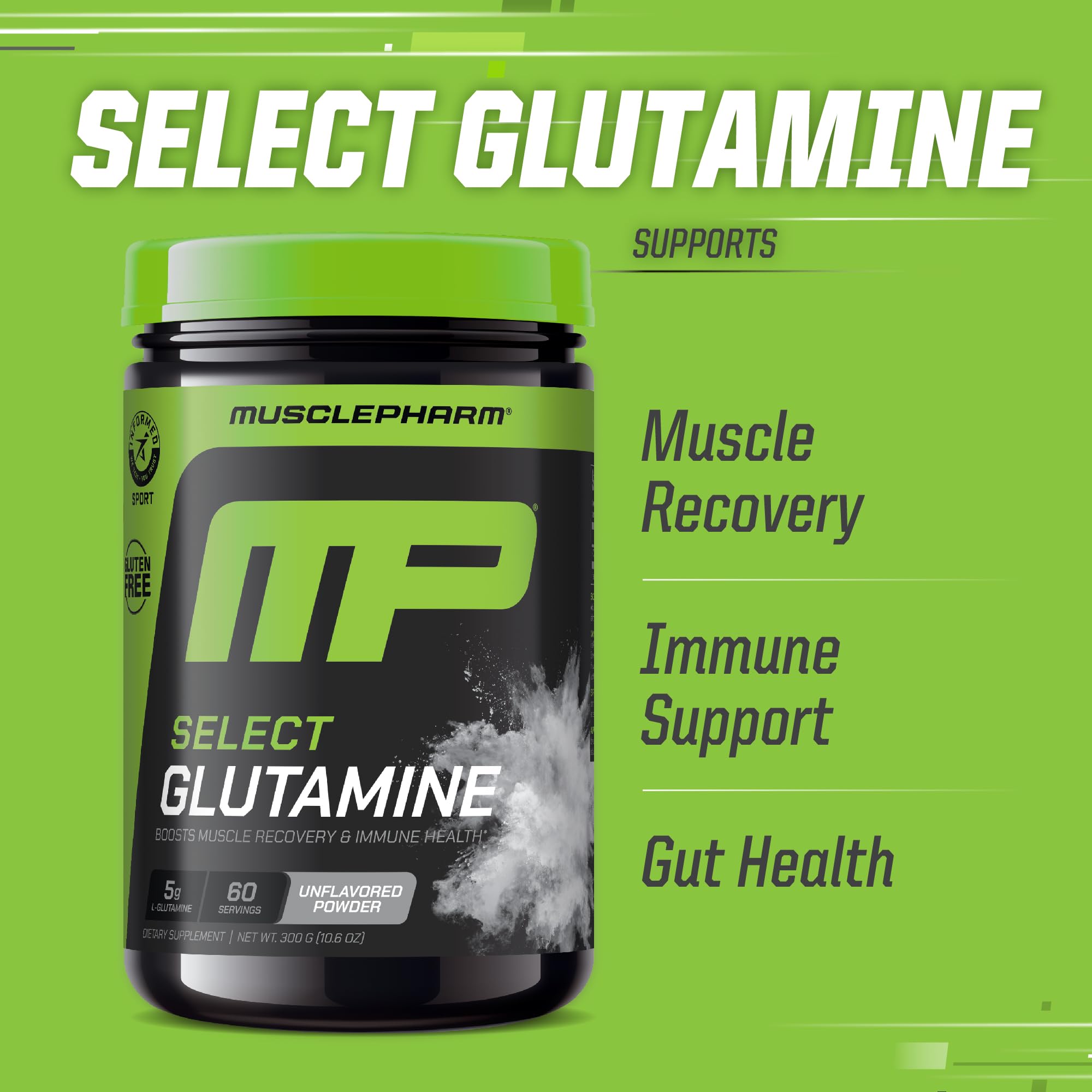 MusclePharm Glutamine unflavored powder dissolves easily in beverages