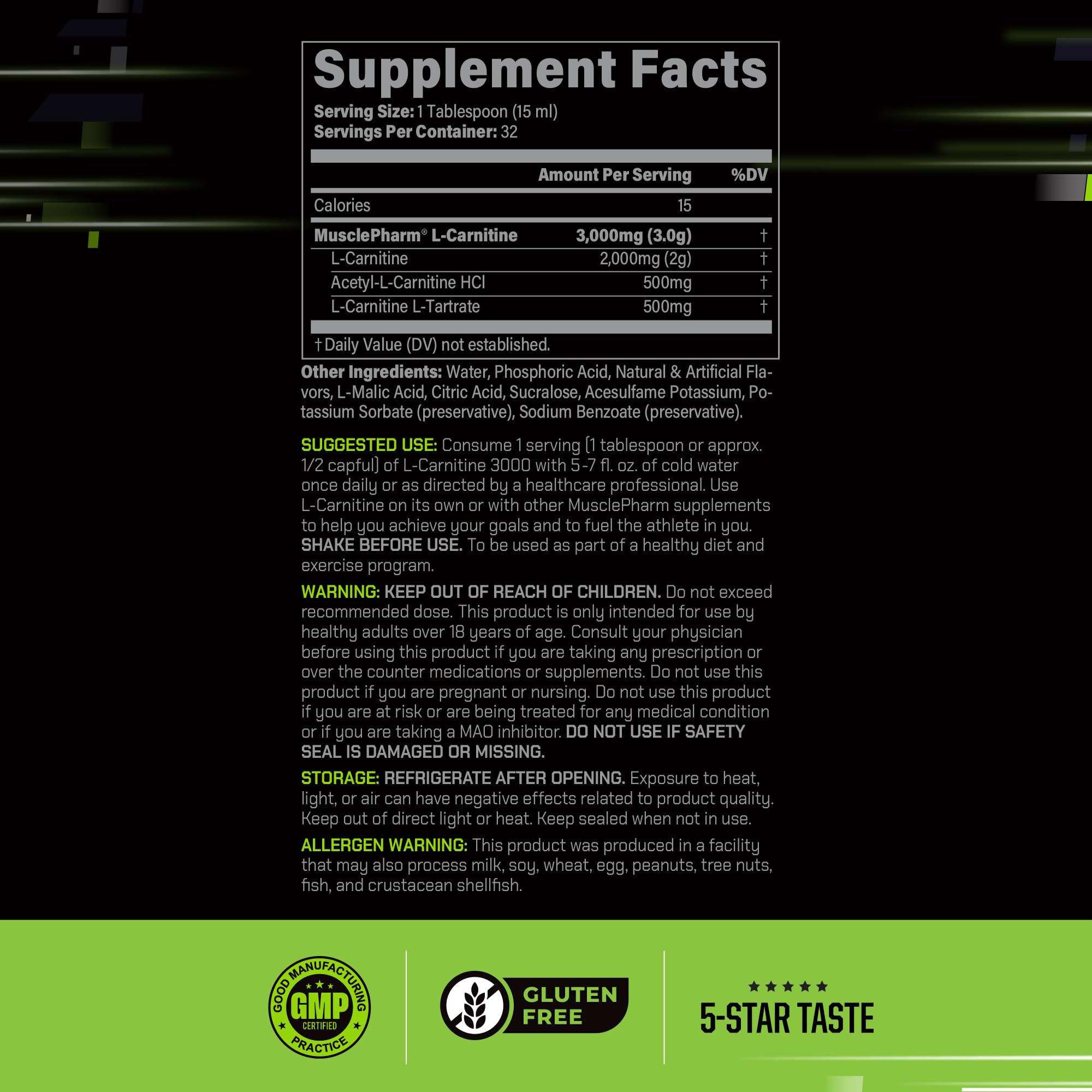 Pouring MusclePharm L-Carnitine 3000 into water for pre-workout energy.