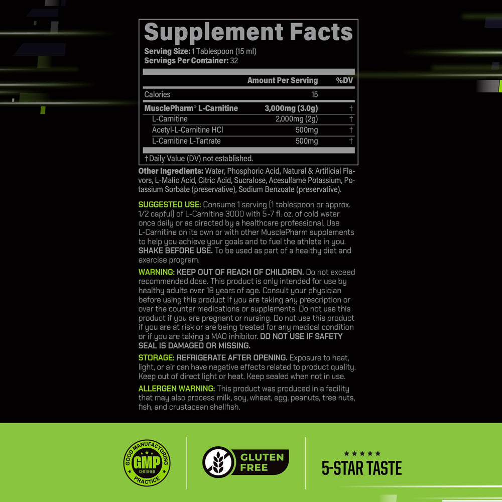 Pouring MusclePharm L-Carnitine 3000 into water for pre-workout energy.
