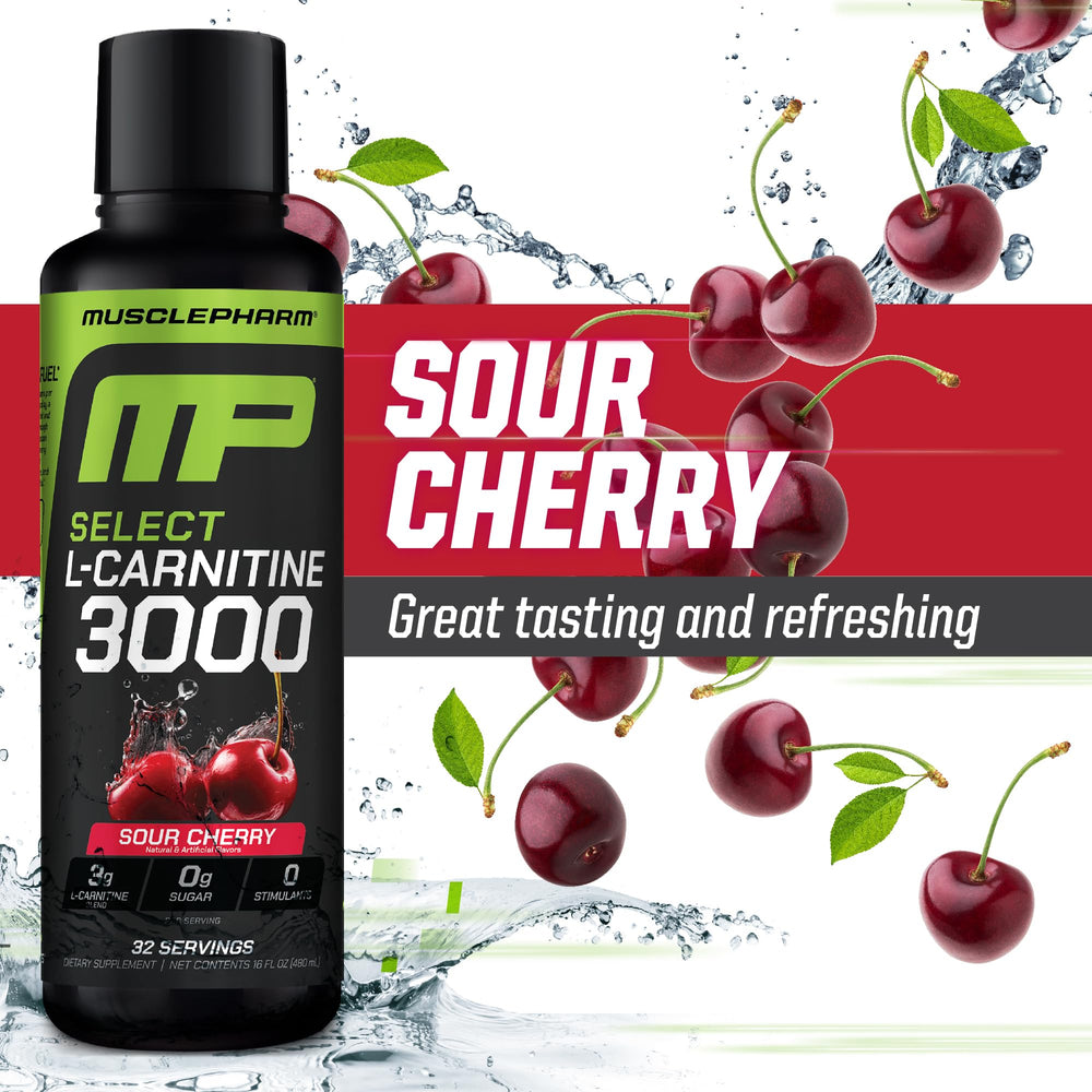 MusclePharm L-Carnitine 3000 peach-nectarine flavor profile and packaging.