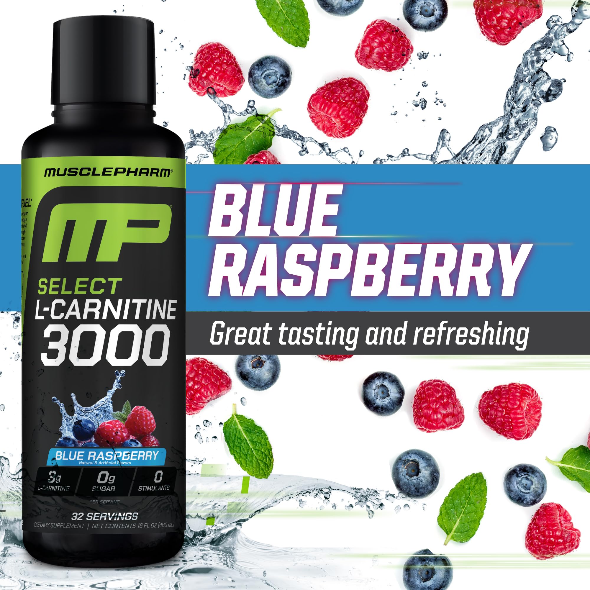 Nutrition panel for MusclePharm L-Carnitine 3000 showing 3 g per serving.