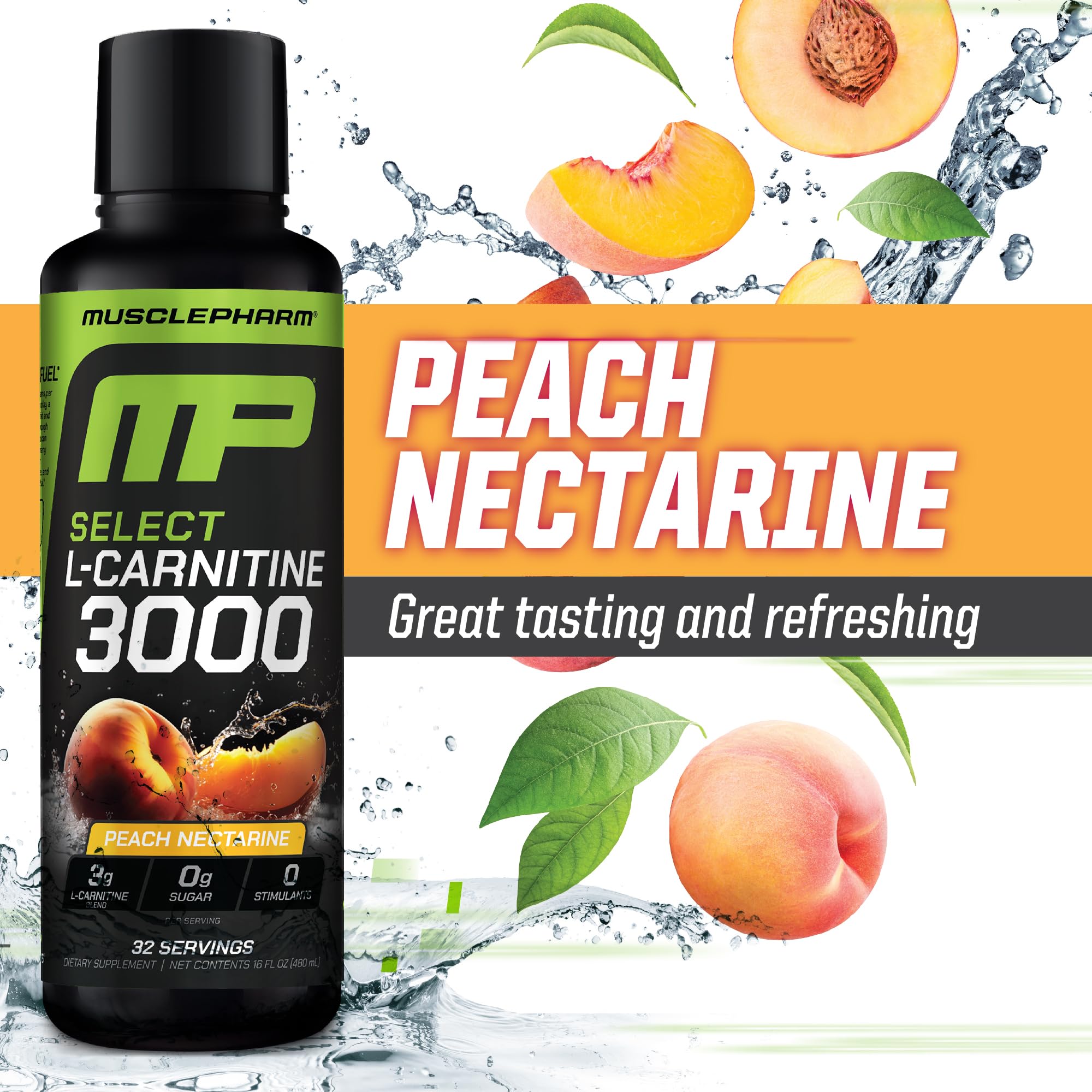 Peach Nectarine flavor on MusclePharm L-Carnitine 3000 bottle