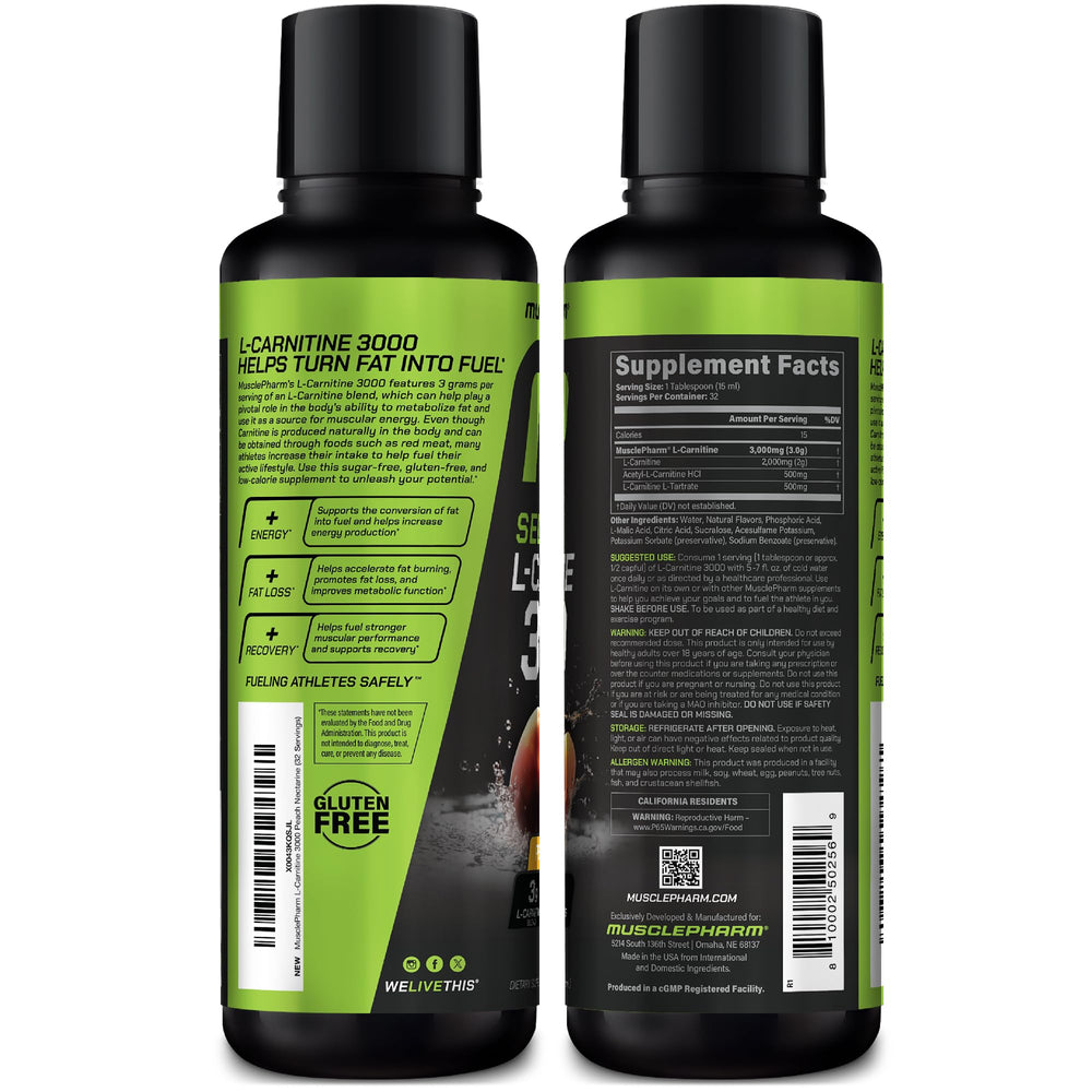 Recommended pre- or post-workout use with MusclePharm L-Carnitine 3000
