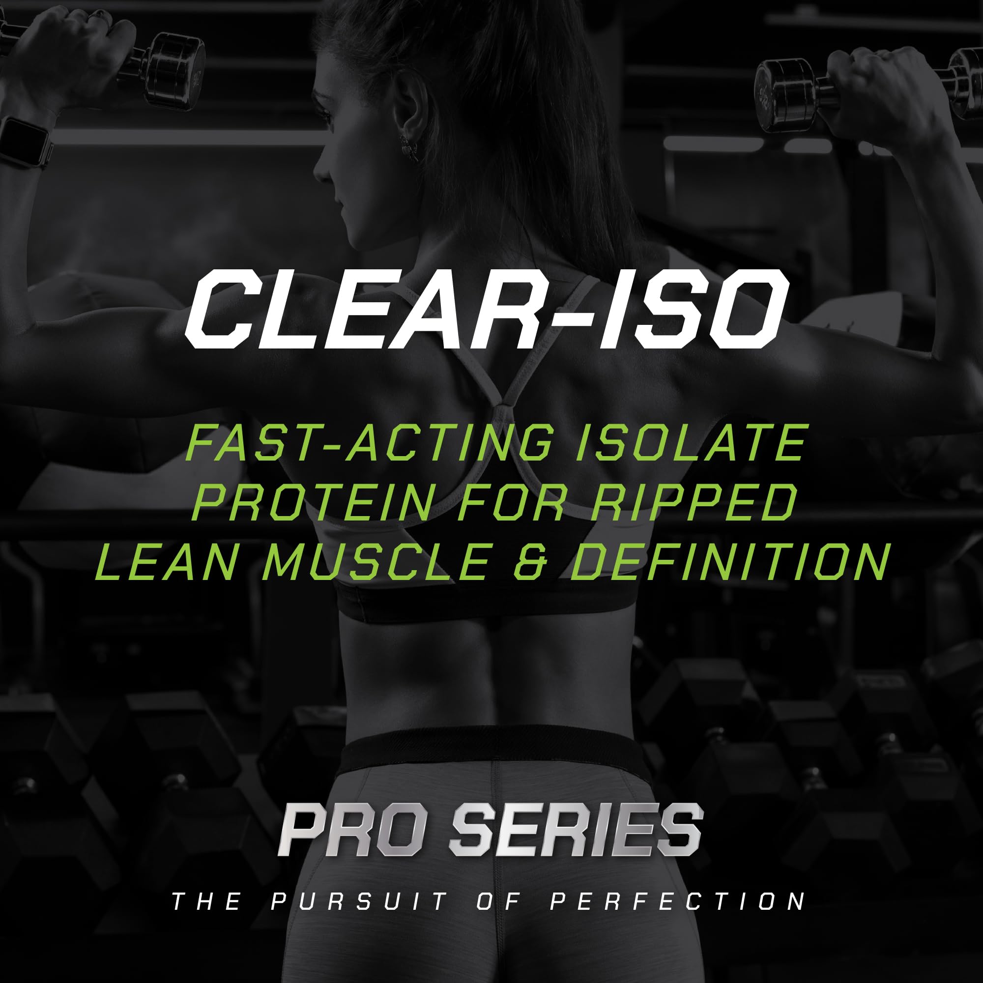 MusclePharm Clear ISO Cherry Slush bottle worn by an athlete in training