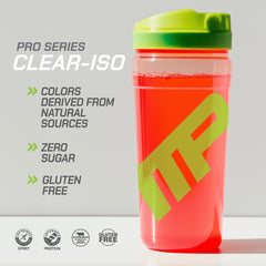 MusclePharm Clear ISO Cherry Slush label emphasizing purity and sport certification