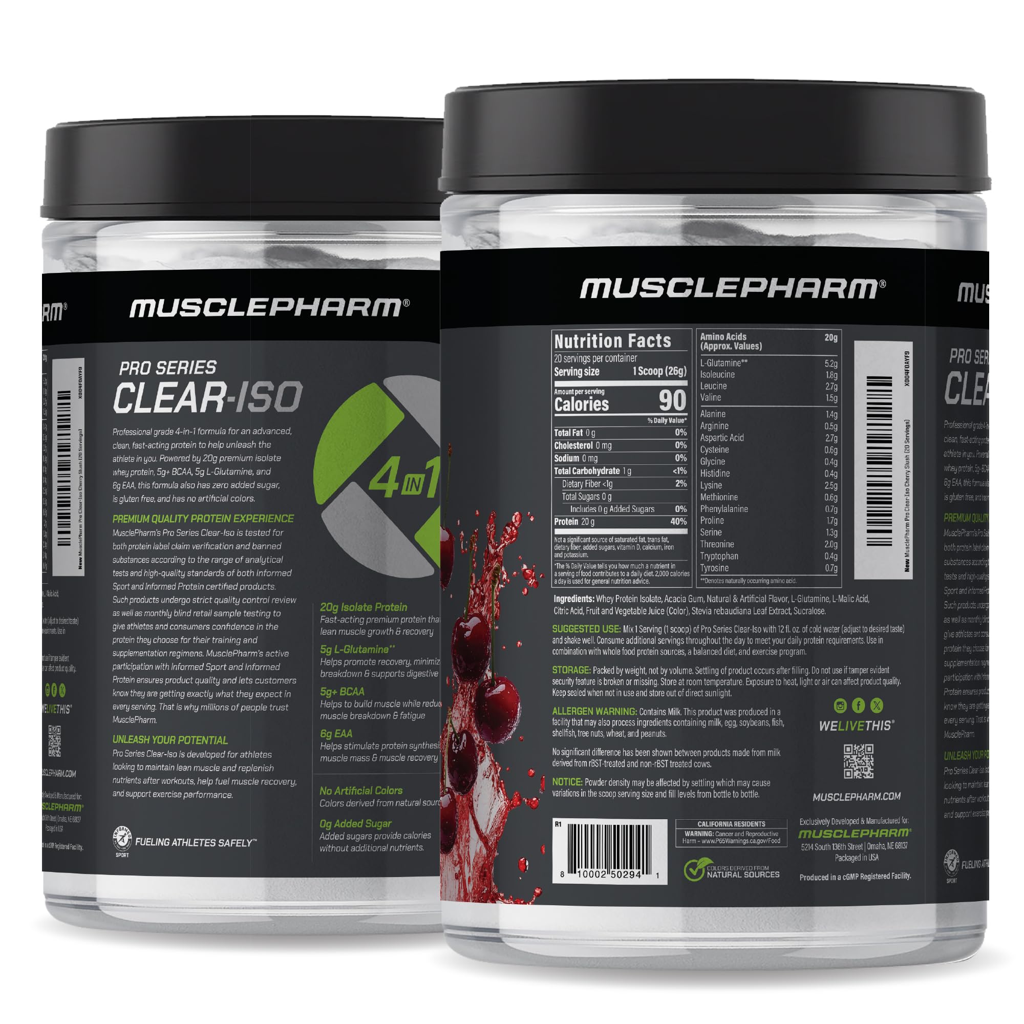 MusclePharm Clear ISO Cherry Slush post workout refreshment option