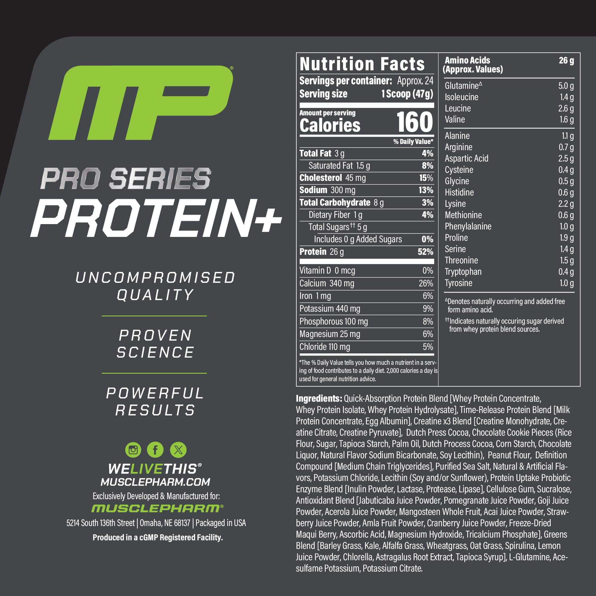 MusclePharm Pro Series Protein+ bottle and shaker showing smooth mixability for on-the-go training
